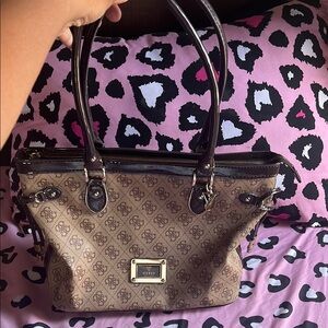 Guess Brown Monogram Tote Bag